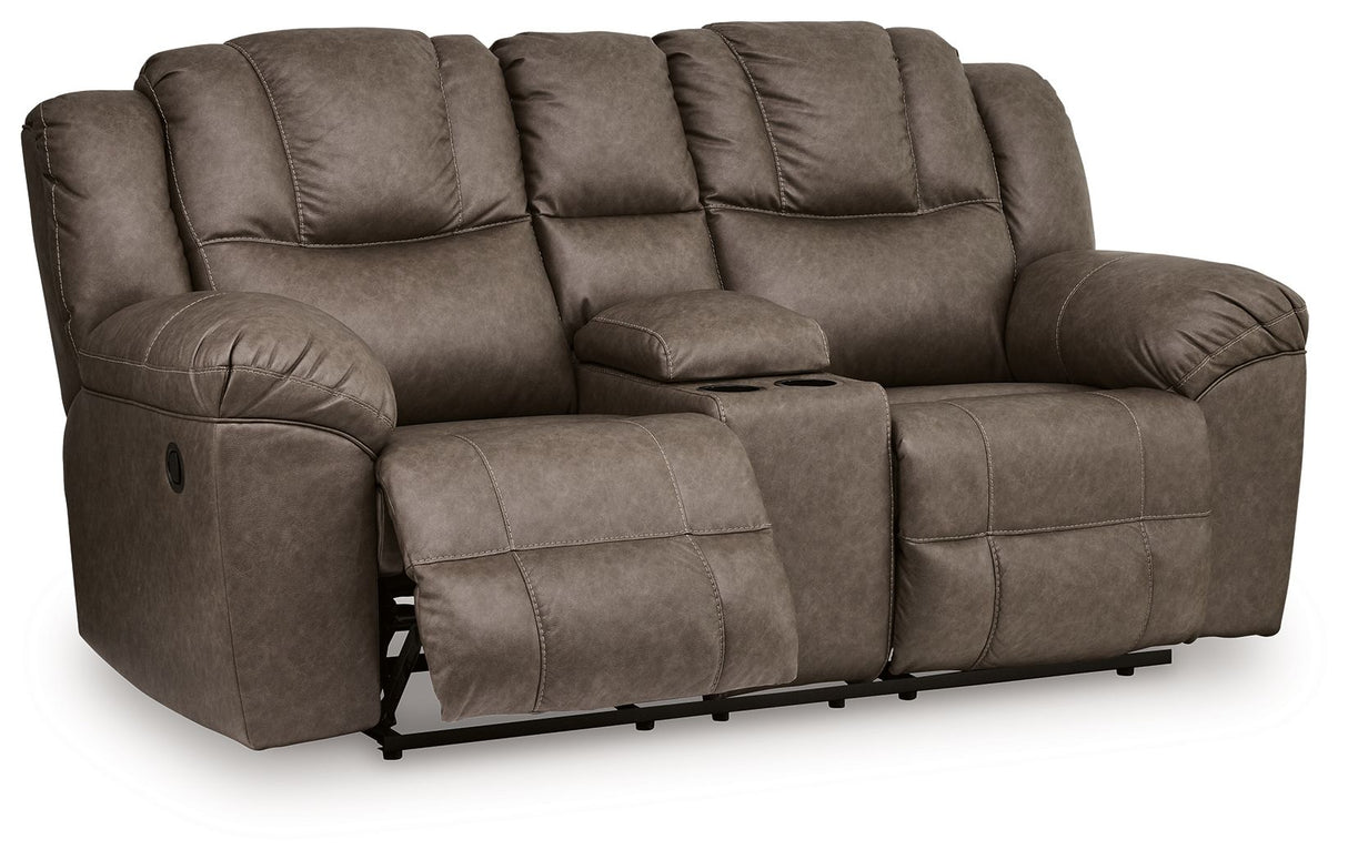 Lowilla - Double Reclining Loveseat With Console - Driftwood