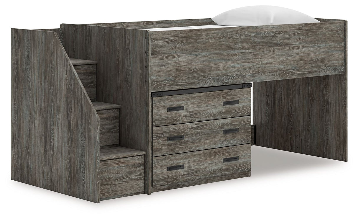 Frandern - Loft Bed Gray Twin Drawers by Signature Design by Ashley® | Bel Furniture