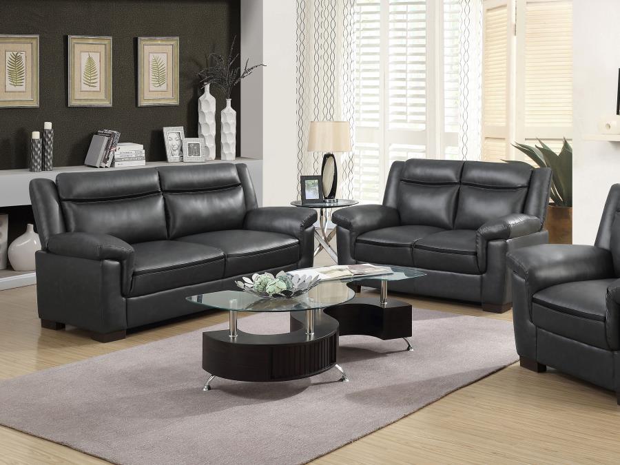 Arabella - Upholstered Padded Arm Sofa Set Dark Gray 2 Pc. Sofa, Loveseat by CoasterEveryday | Bel Furniture