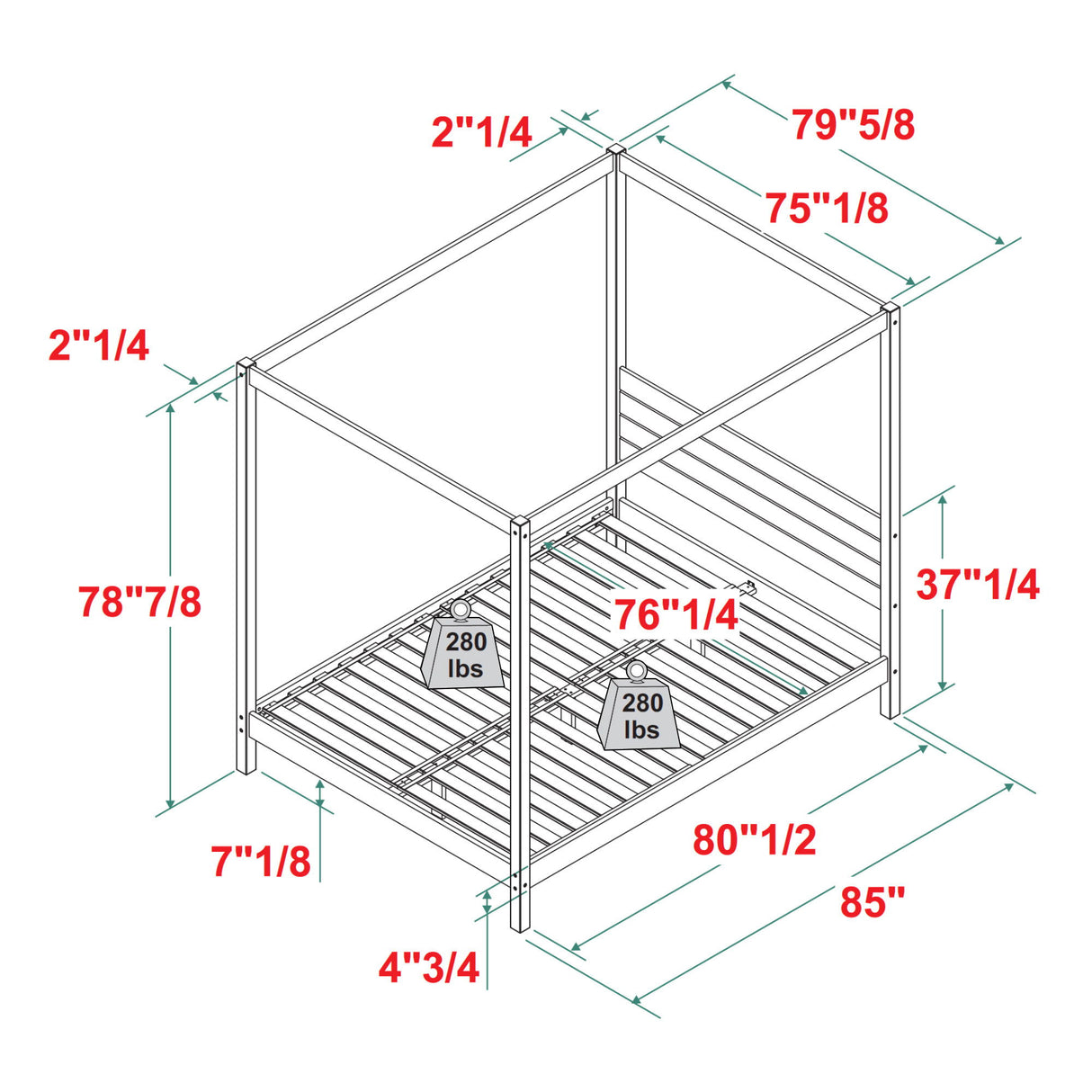 Canopy Bed Frame Modern Minimalist Boho by Walker Edison | Bel Furniture