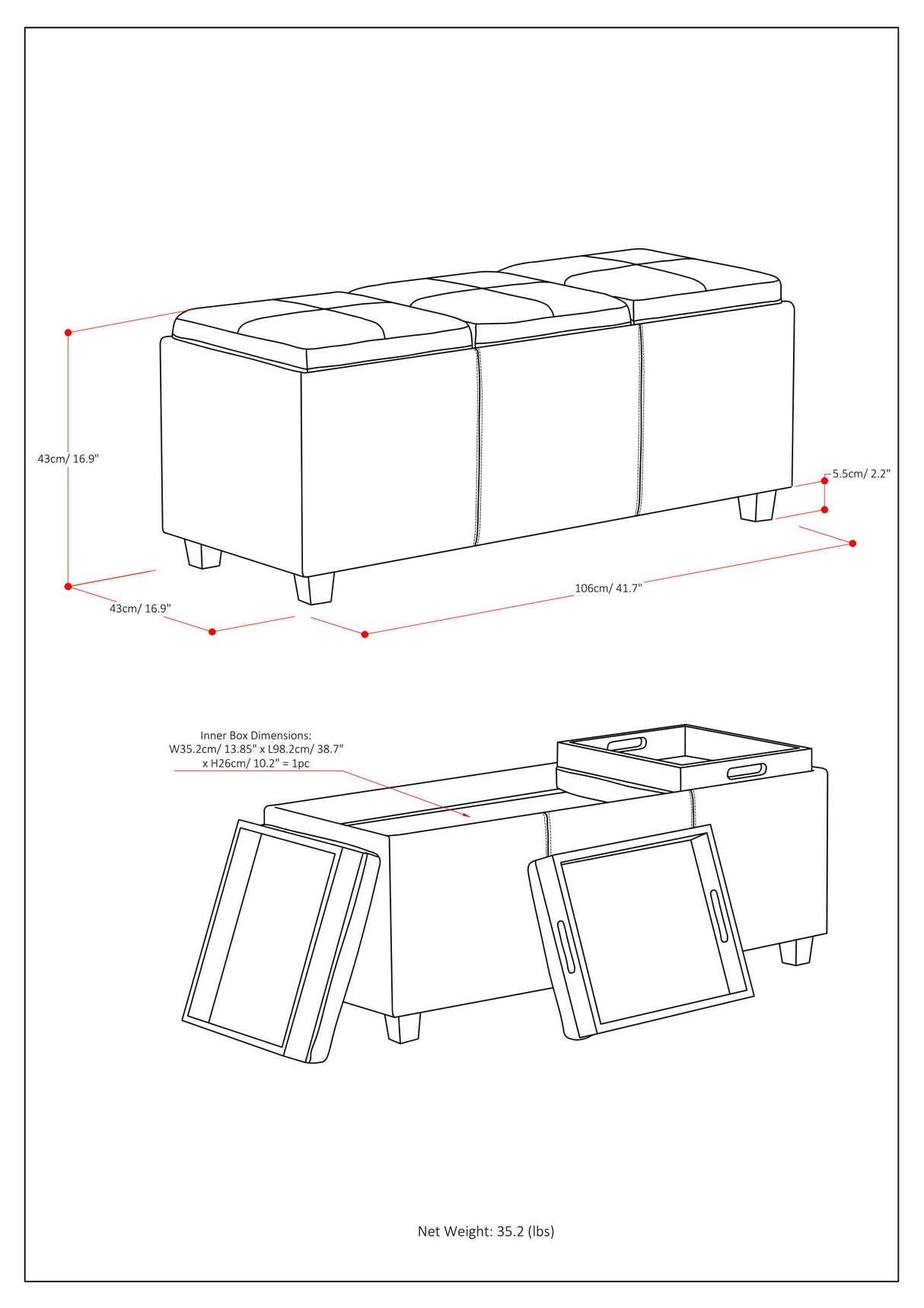 Avalon - Upholstered Storage Ottoman by Simpli-Home | Bel Furniture
