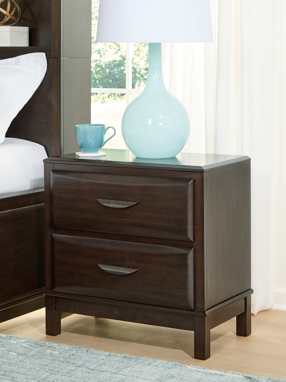 Vanmore - Dark Brown - Two Drawer Night Stand by Benchcraft® | Bel Furniture