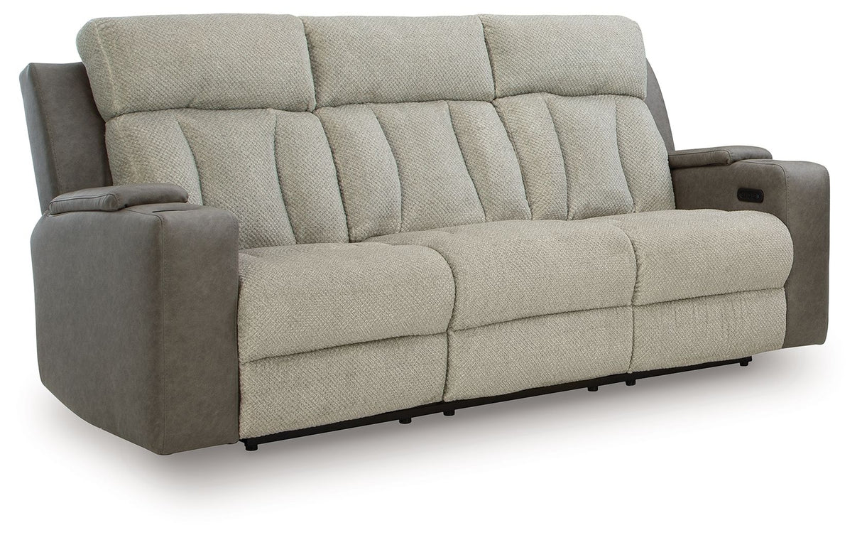 WhipLash - Sisal - Power Reclining Sofa With Adj Headrest by Signature Design by Ashley® | Bel Furniture