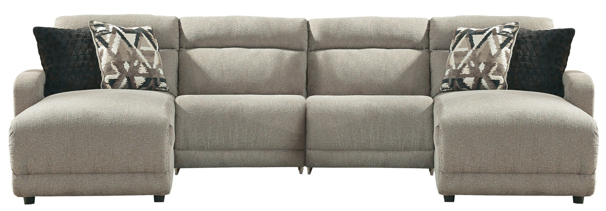Colleyville - Power Reclining Sectional Beige 4 Pc. Power Reclining Sectional, Chaise, 2 Armless Chairs by Signature Design by Ashley® | Bel Furniture