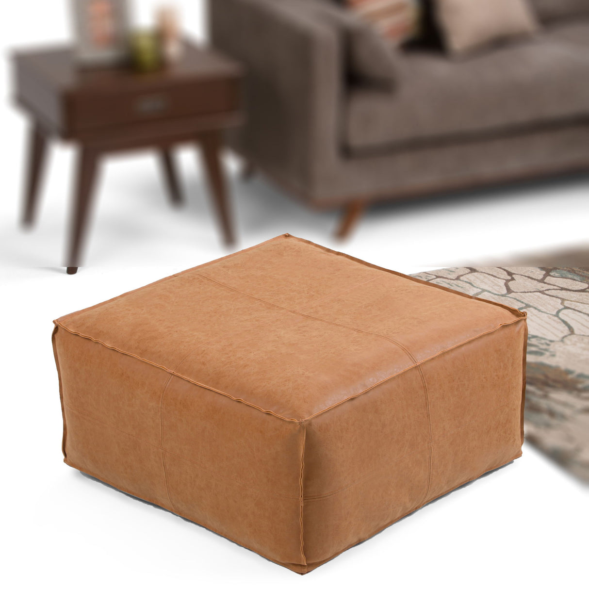 Brody - Large Square, Coffee Table Pouf by Simpli-Home | Bel Furniture