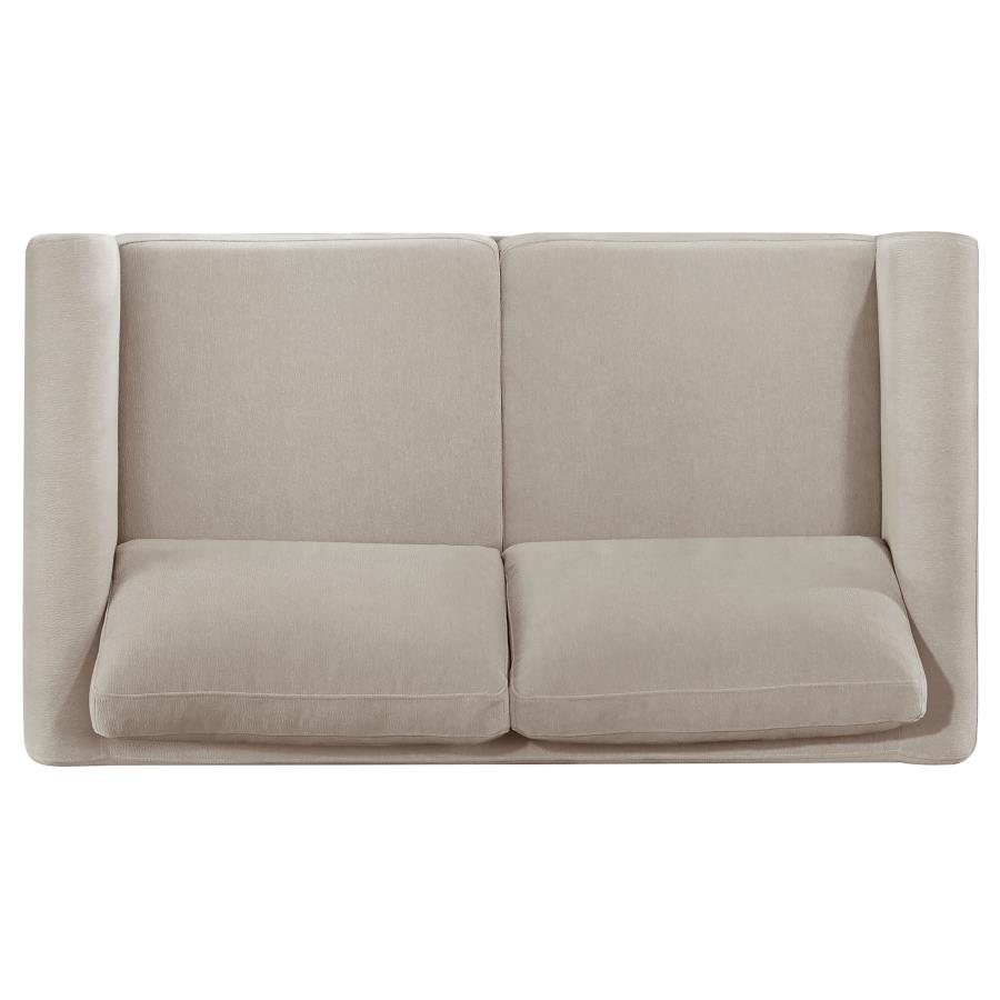 Islington - Fabric Upholstered Panel Arm Loveseat - Taupe