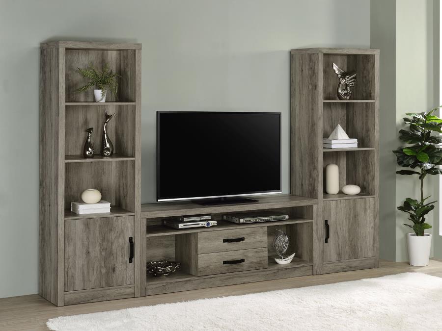 Burke - 3 Piece TV Entertainment Center - Gray Driftwood by Coaster Fine Furniture | Bel Furniture