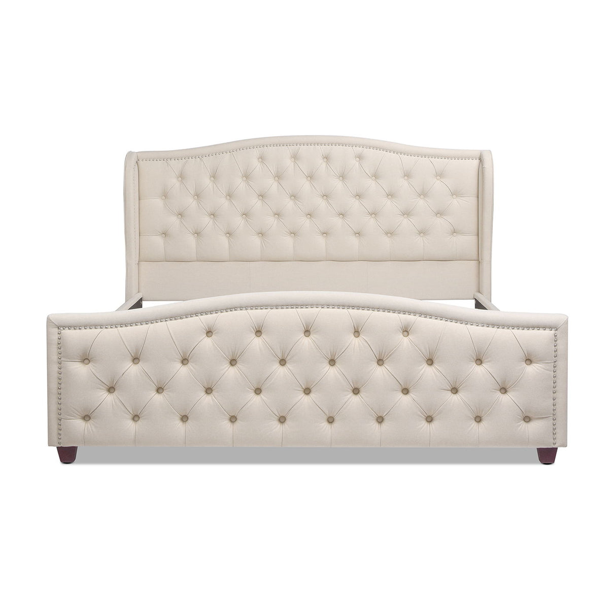 Fontana - Handcrafted Wingback Upholstered Platform Bed Frame by Jennifer Taylor Home | Bel Furniture