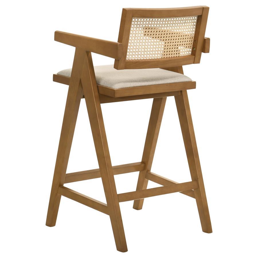 Kane - Woven Rattan Wood Bar Chair (Set of 2) - Light Walnut by Coaster Fine Furniture | Bel Furniture