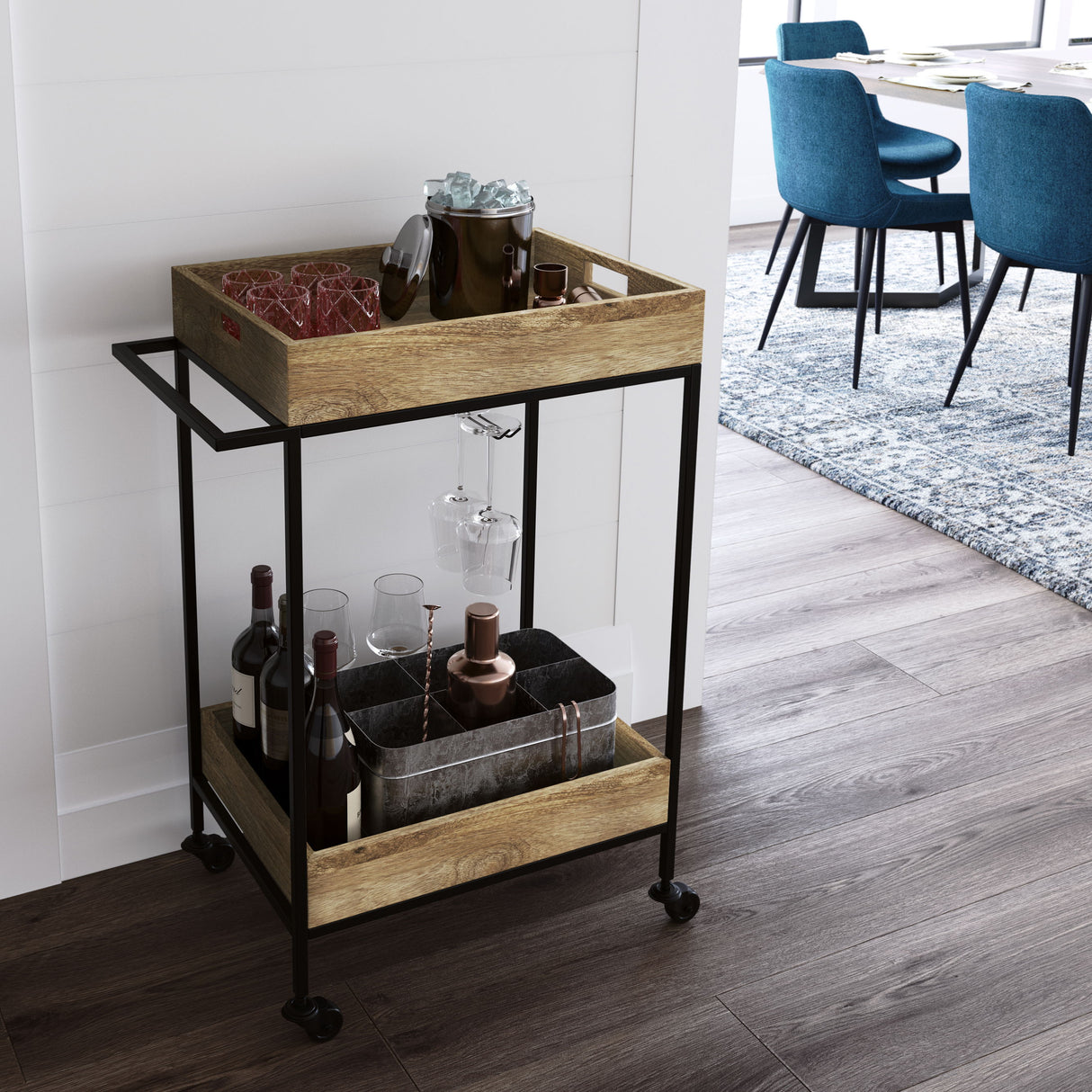Simons - Bar Cart - Natural by Simpli-Home | Bel Furniture