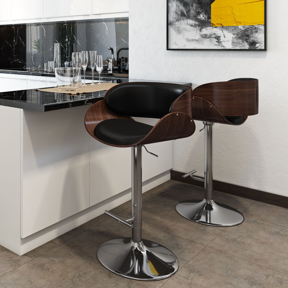 Amery - Mid Century Modern Adjustable Swivel Bar Stool by Simpli-Home | Bel Furniture