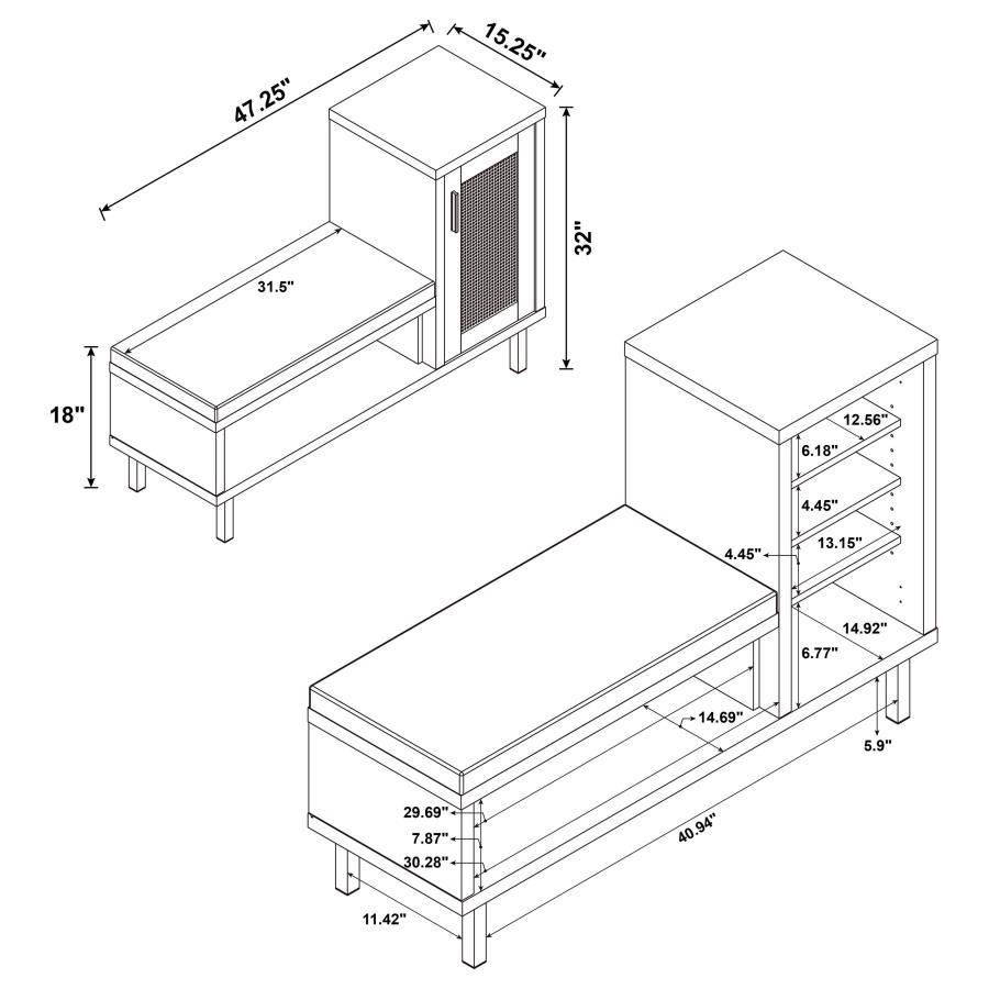 Teller - 1-Door Entryway Shoe Storage Bench - Natural Oak by Coaster Fine Furniture | Bel Furniture