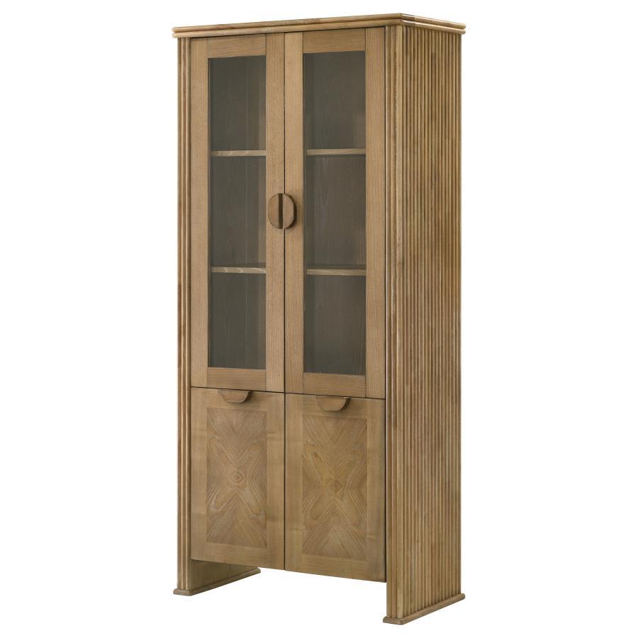 Adina - Tall Display Cabinet - Distressed Light Brown by Coaster Fine Furniture | Bel Furniture