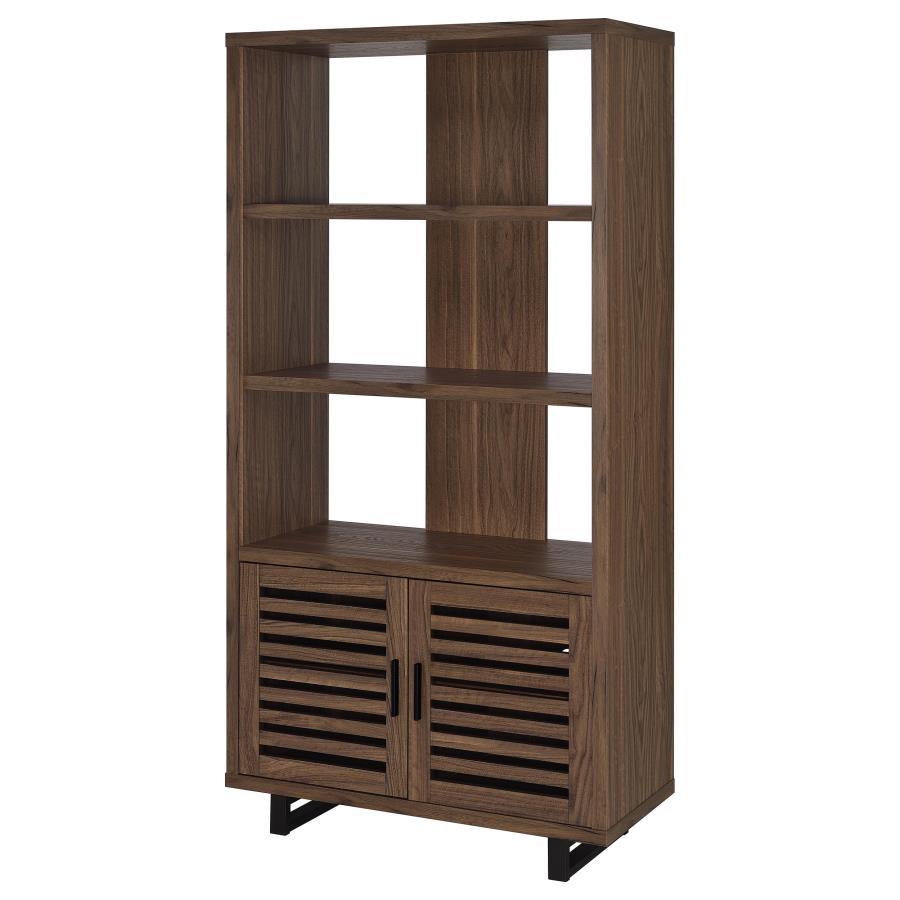 Maddox - 3-Shelf Cabinet Bookcase - Walnut by CoasterEveryday | Bel Furniture