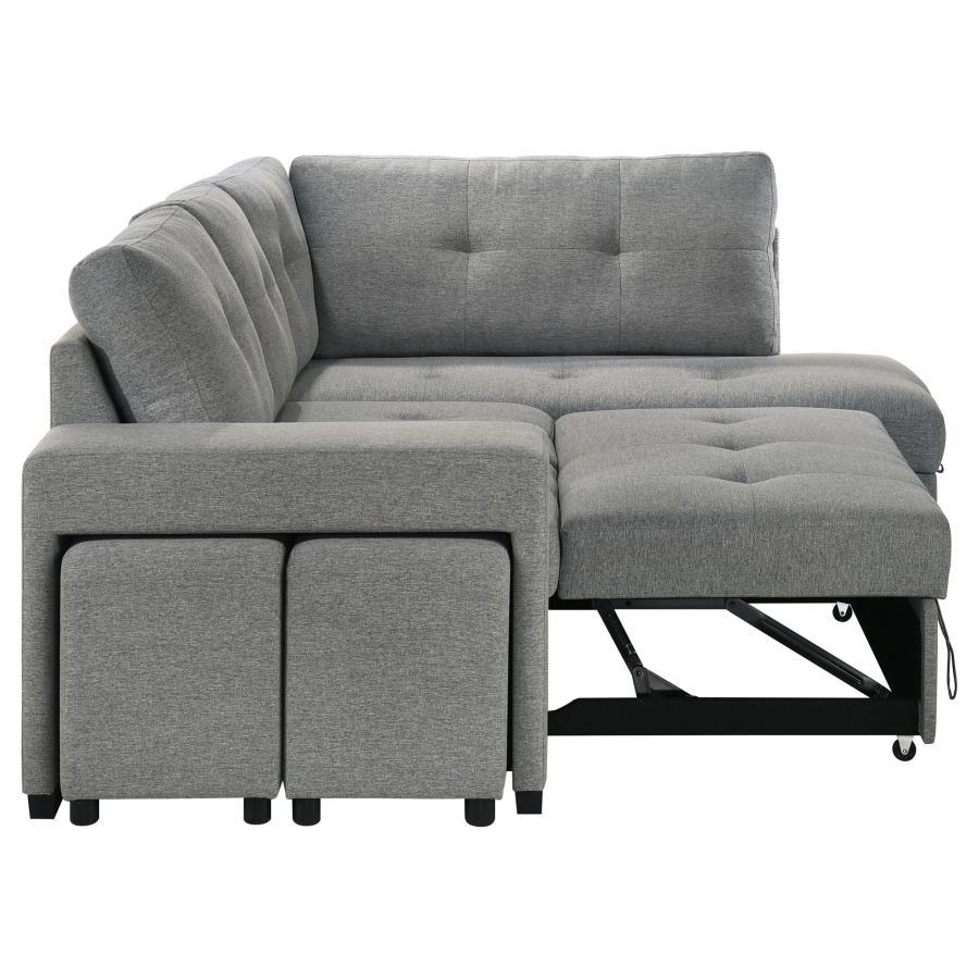 Roanne - Fabric Upholstered Sleeper Sectional Sofa - Gray