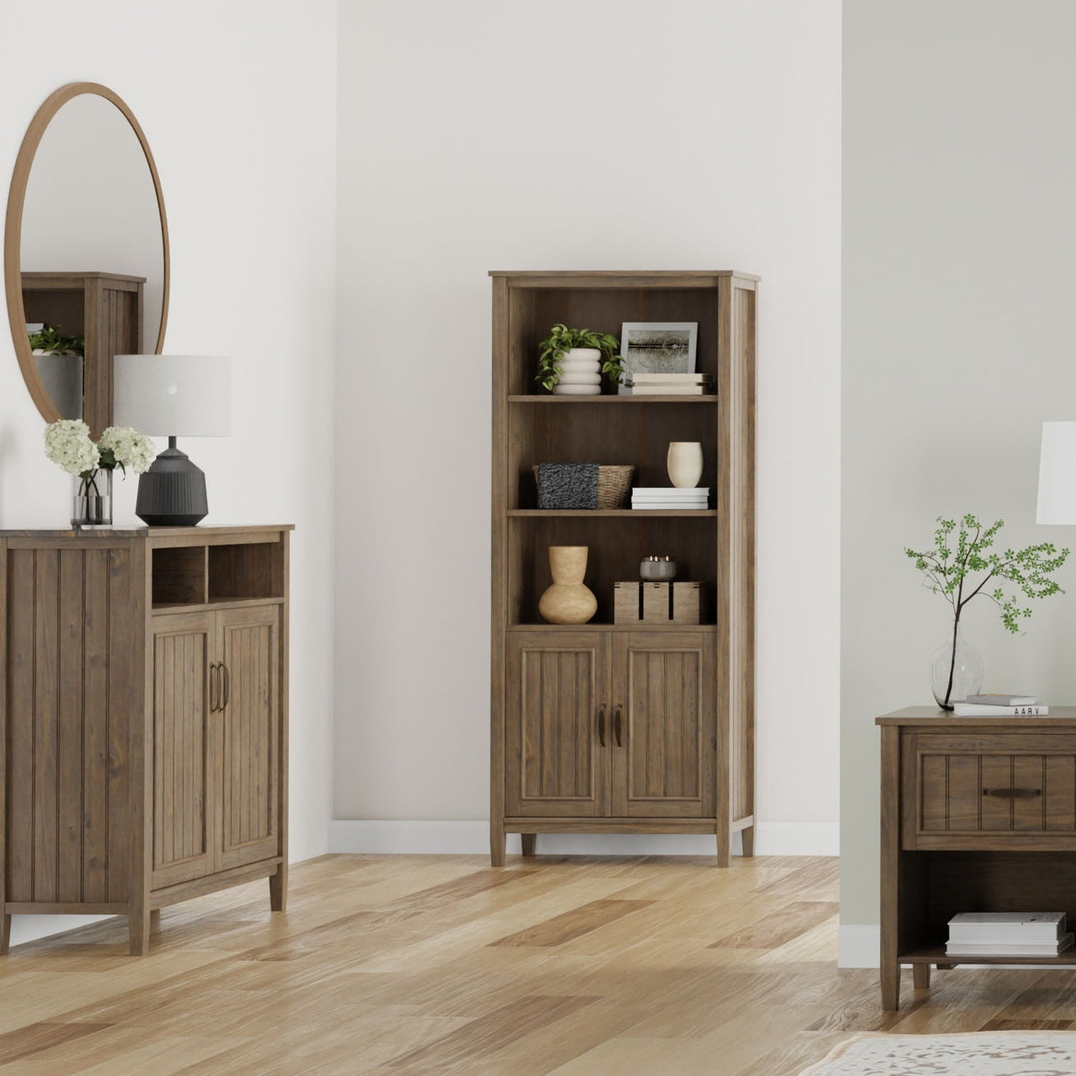 Lev - Bookcase - Smoky Brown by Simpli-Home | Bel Furniture