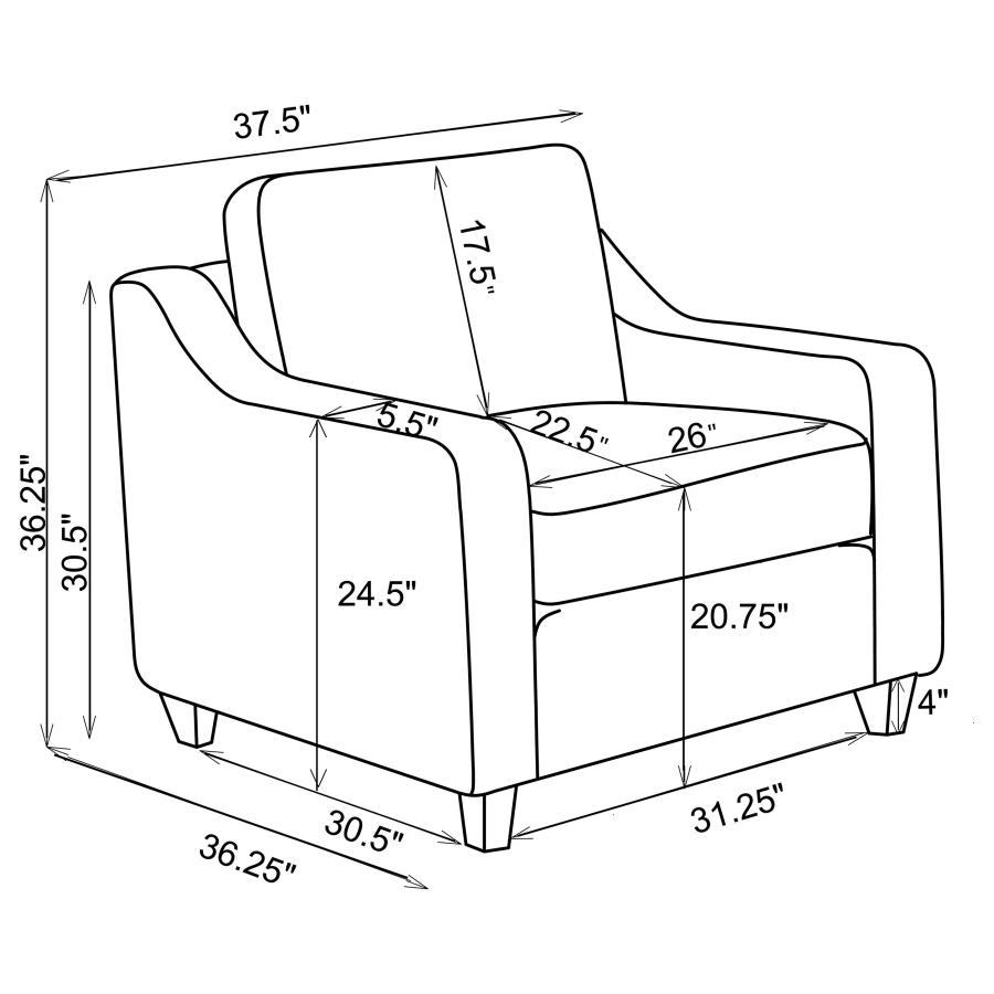 Christine - Upholstered Sloped Arm Accent Chair - Beige by CoasterElevations | Bel Furniture