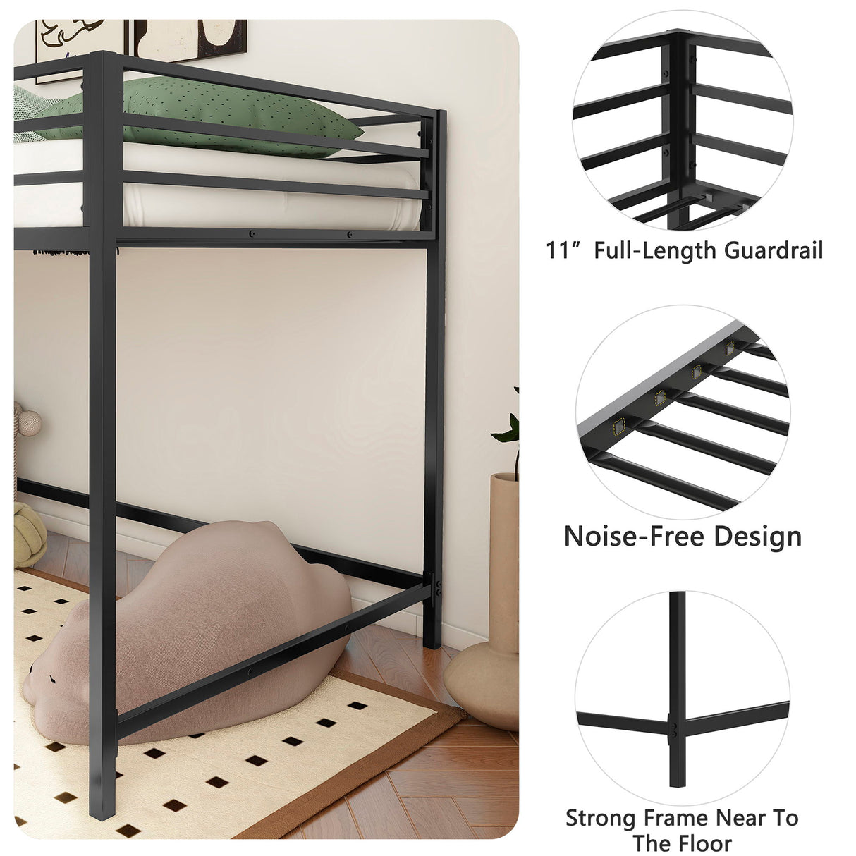 Adam - Junior Twin Loft Bunk - Black by House & Home Furniture | Bel Furniture