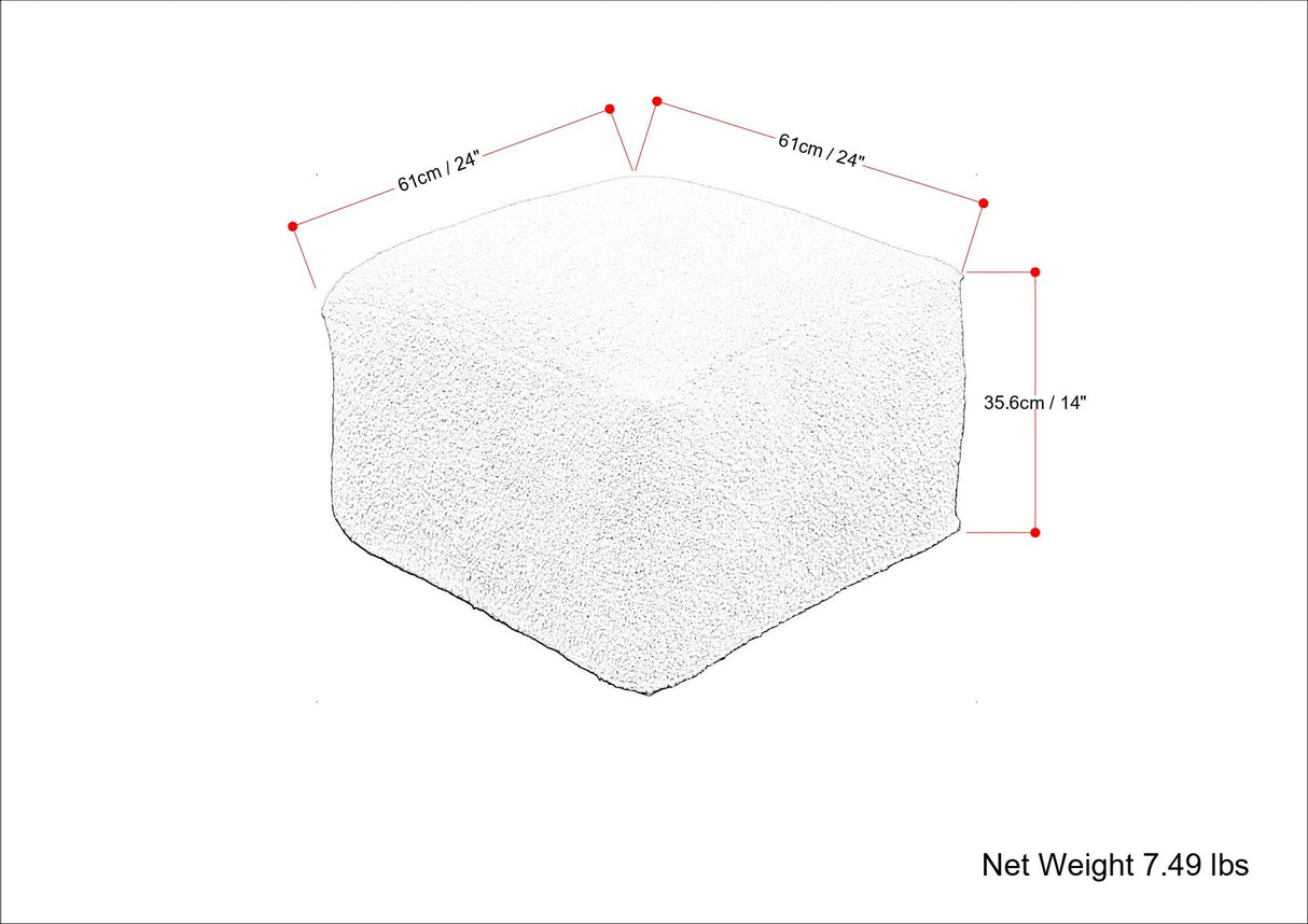 Chantal - Square Pouf - Ivory by Simpli-Home | Bel Furniture