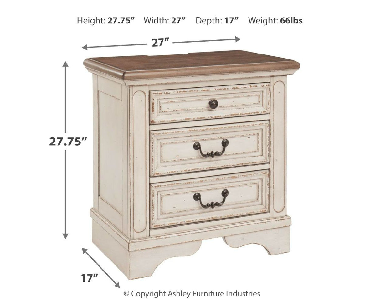 Realyn - White / Brown / Beige - Three Drawer Night Stand by Signature Design by Ashley® | Bel Furniture