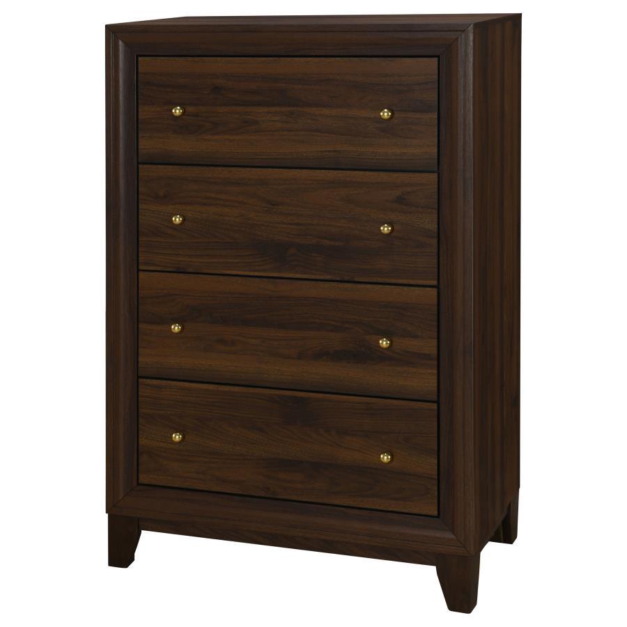 Welsley - 4-Drawer Chest Of Drawers - Walnut by Coaster Fine Furniture | Bel Furniture