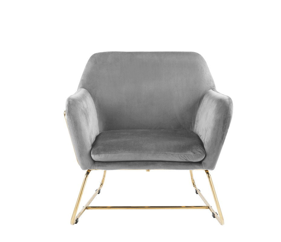 Keira - Velvet Accent Chair With Metal Base by Lilola Home | Bel Furniture