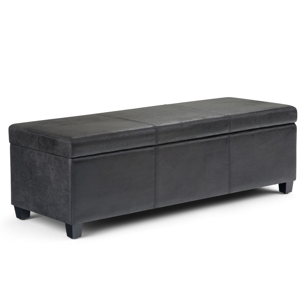Avalon - Storage Ottoman Bench - Distressed Black by Simpli-Home | Bel Furniture