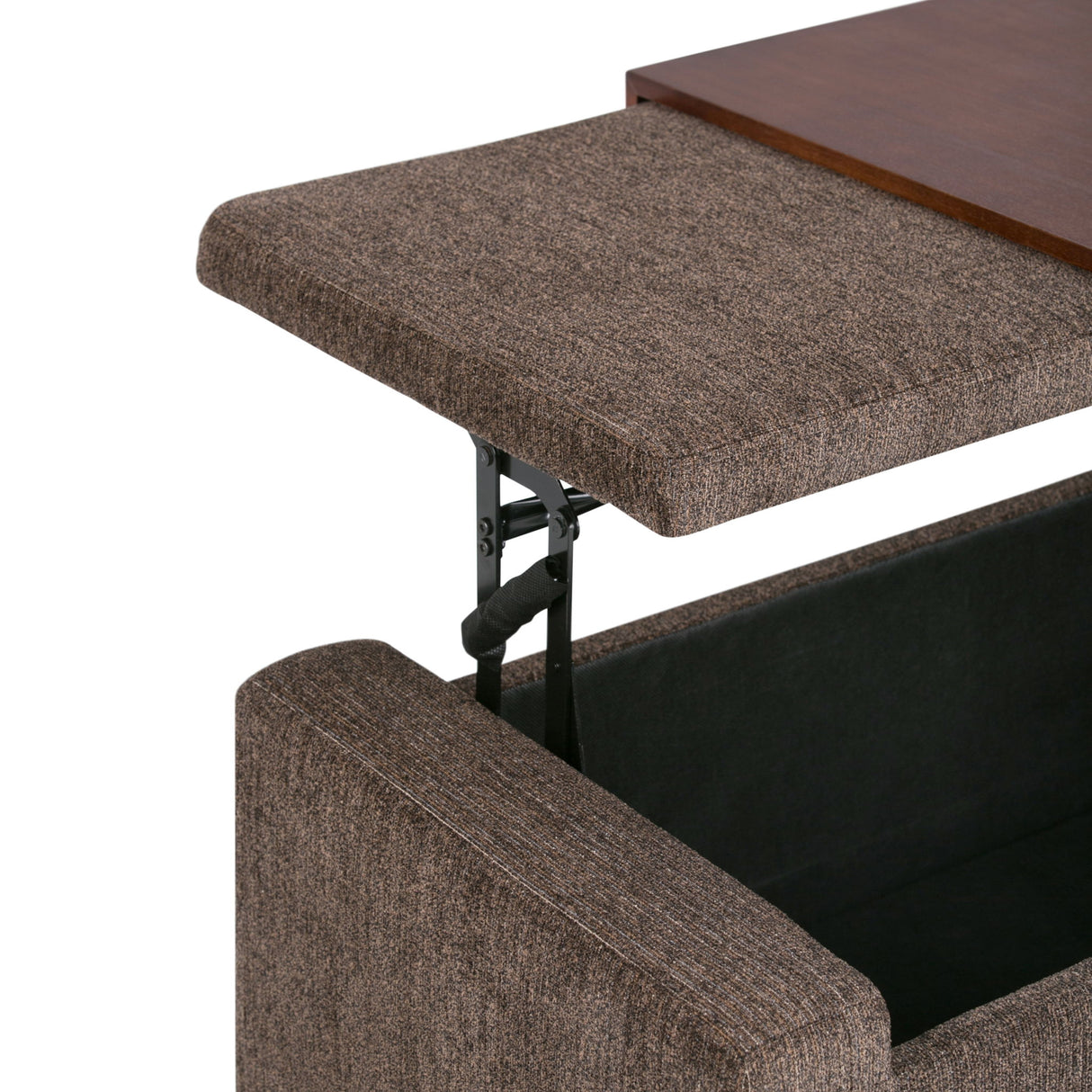 Bretton - Lift Top Storage Ottoman - Deep Umber Brown by Simpli-Home | Bel Furniture