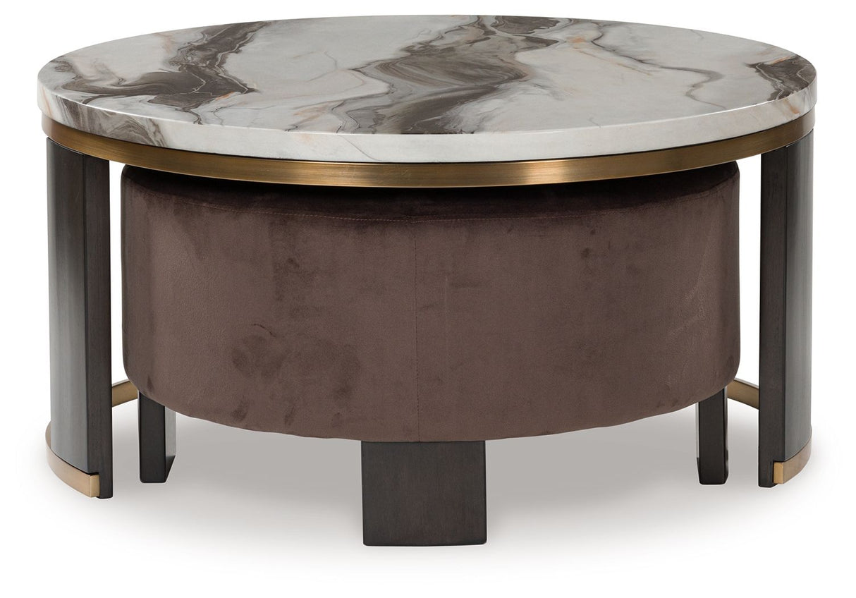 Jazmore - Brown / Brass Finish - Nesting Cocktail Tables (Set of 2) by Signature Design by Ashley® | Bel Furniture