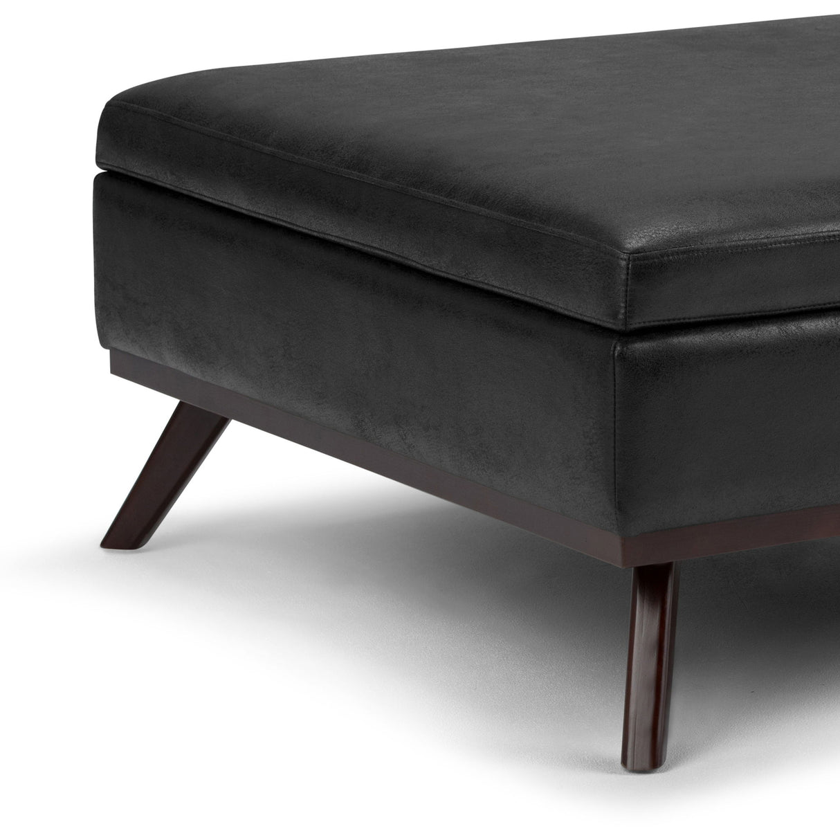 Owen - Square Coffee Table Storage Ottoman - Distressed Black by Simpli-Home | Bel Furniture