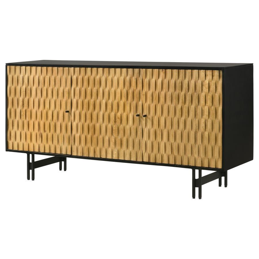 Aminah - 3 Door Wood Accent Cabinet - Natural And Black by Coaster Fine Furniture | Bel Furniture