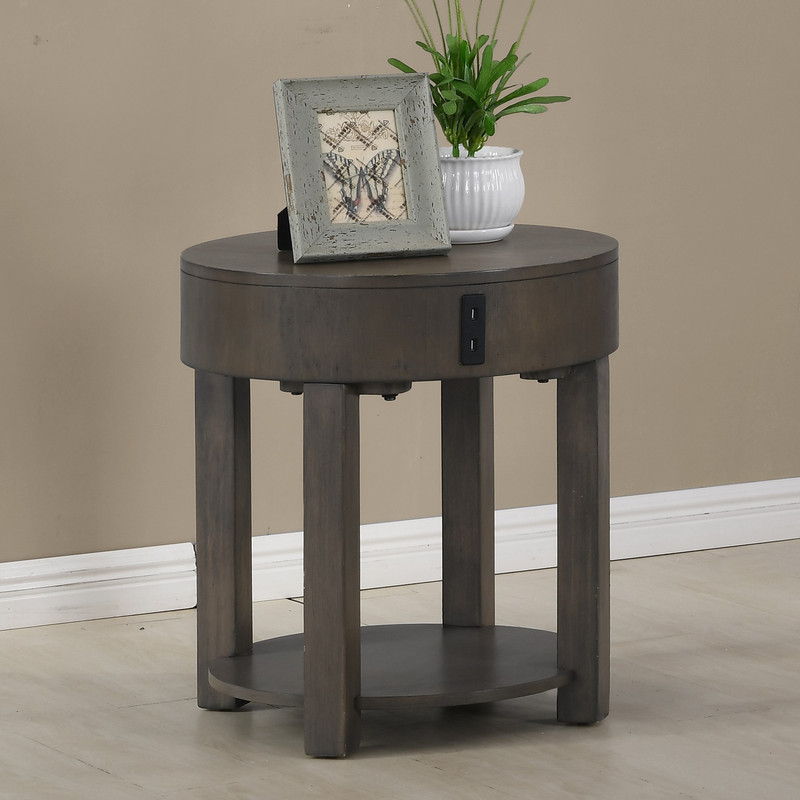 Jonah - MDF End Table With USB Ports - Light Brown by Lilola Home | Bel Furniture