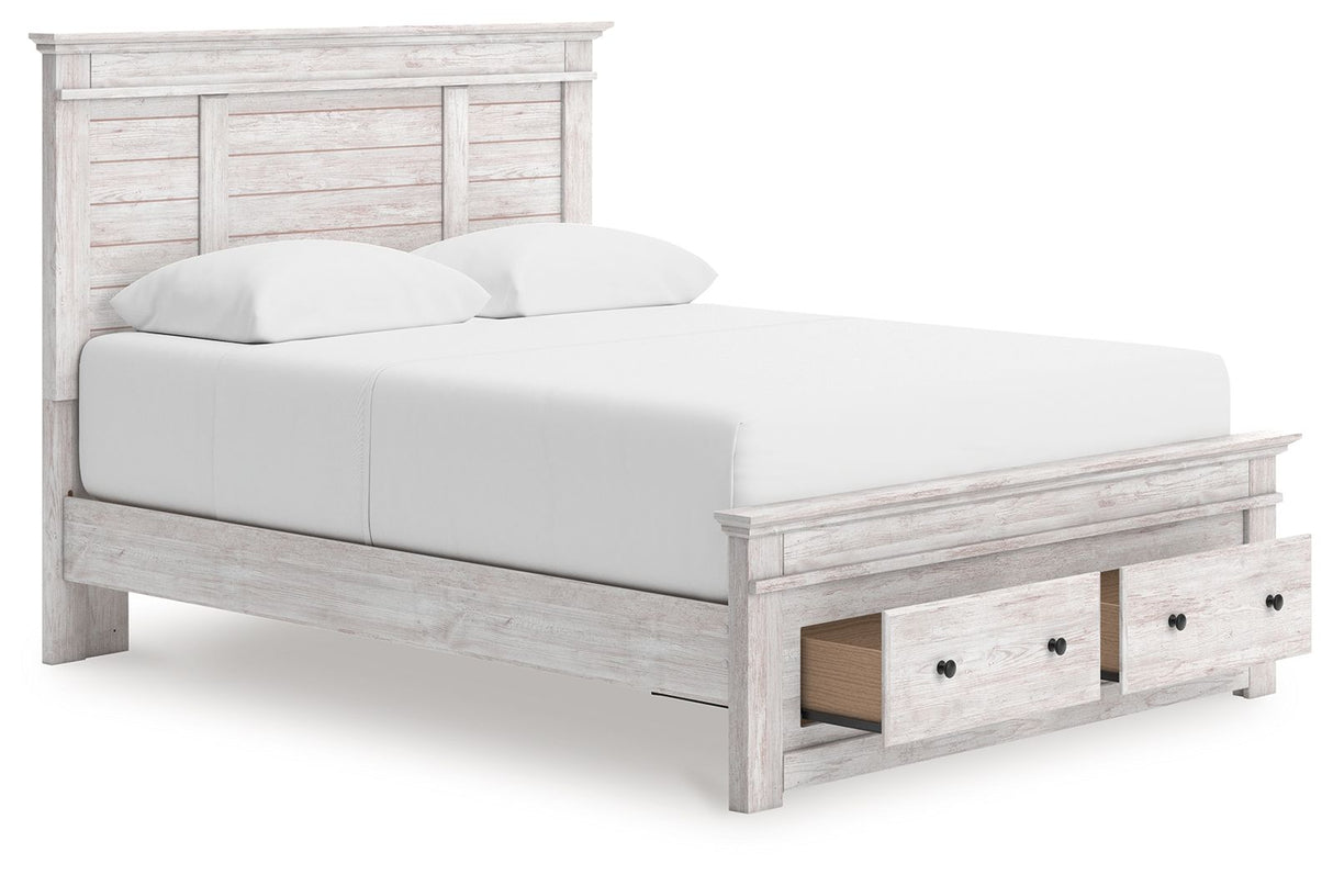 Makidern - Panel Storage Bed With Storage Footboard