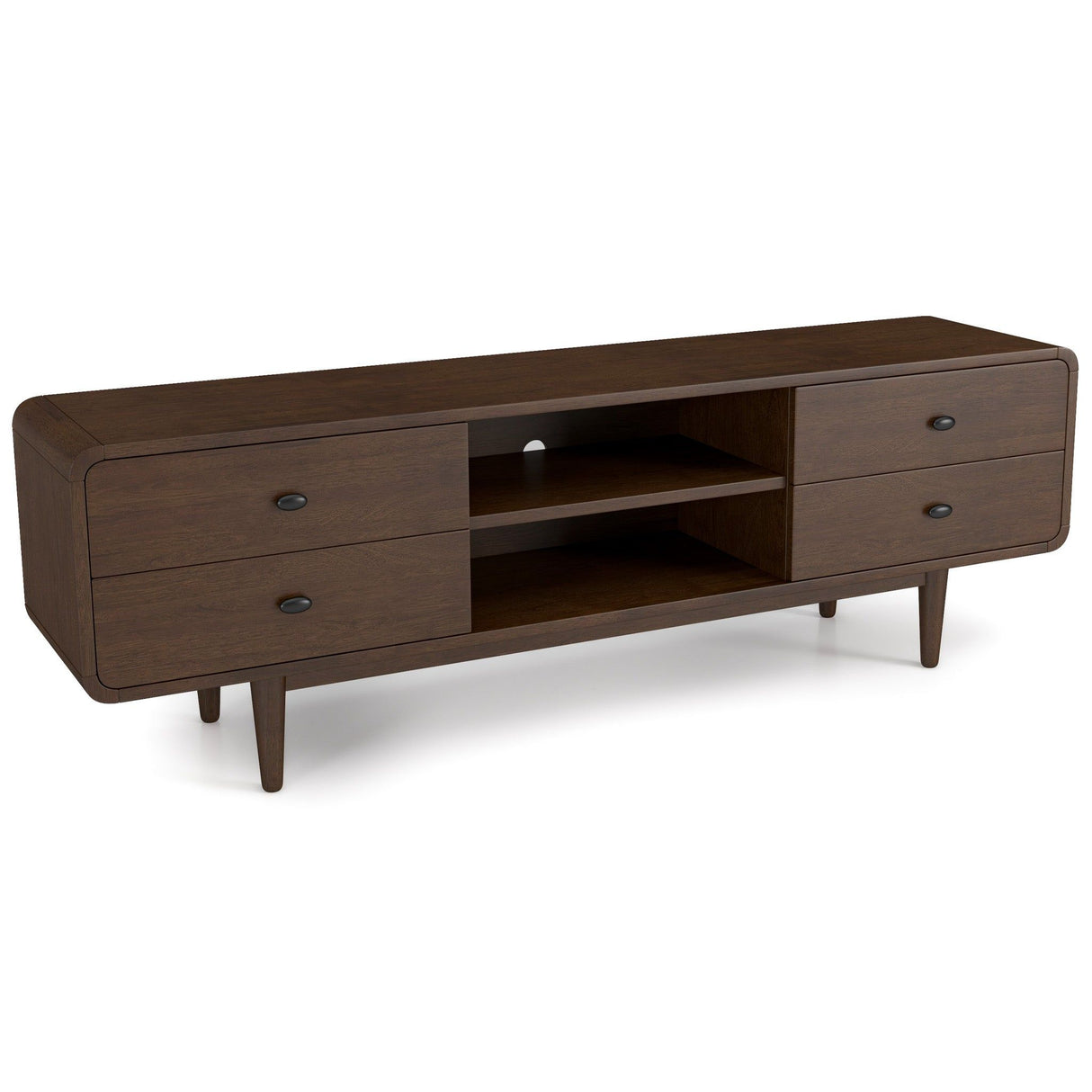Alexa - Mid-Century Modern Style TV Stand - Dark Brown / Wood by Ashcroft Furniture | Bel Furniture