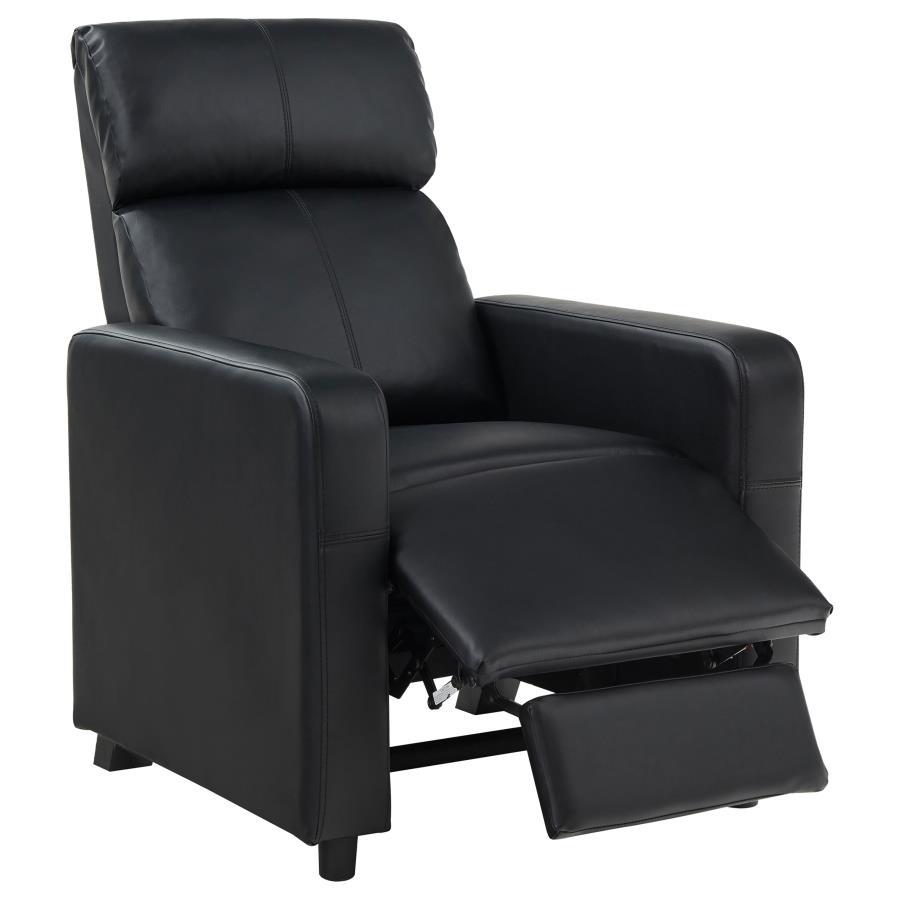 Toohey - Upholstered Home Theater Push Back Recliner - Black by CoasterEveryday | Bel Furniture