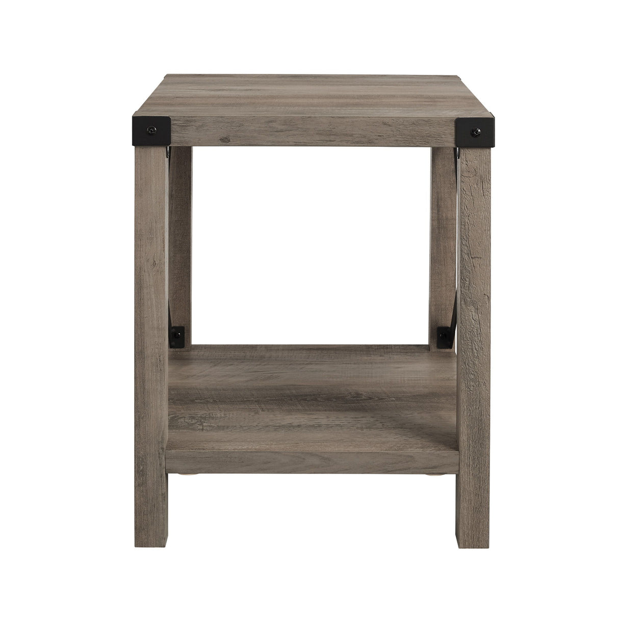 Rustic Industrial X 2 Tier Side Table - Gray Wash by Walker Edison | Bel Furniture