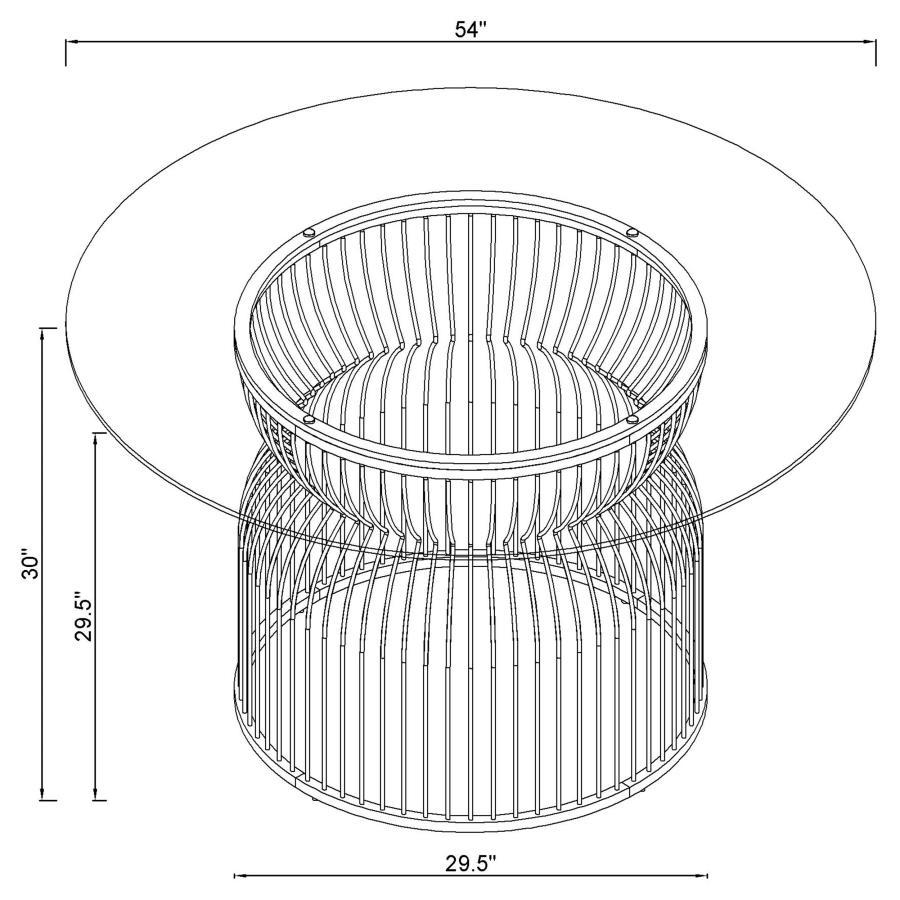 Granvia - Round Glass Top Metal Dining Table - Gunmetal by Coaster Fine Furniture | Bel Furniture