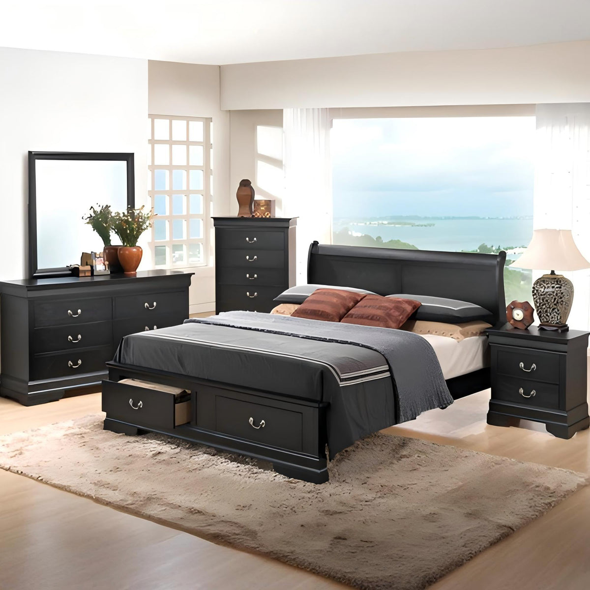 Upholstered Panel Sleigh Bed Design