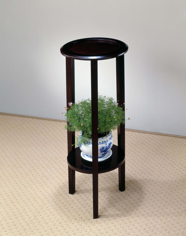 Kirk - 1-Shelf Round Wood Plant Stand Side Table - Espresso by CoasterEveryday | Bel Furniture