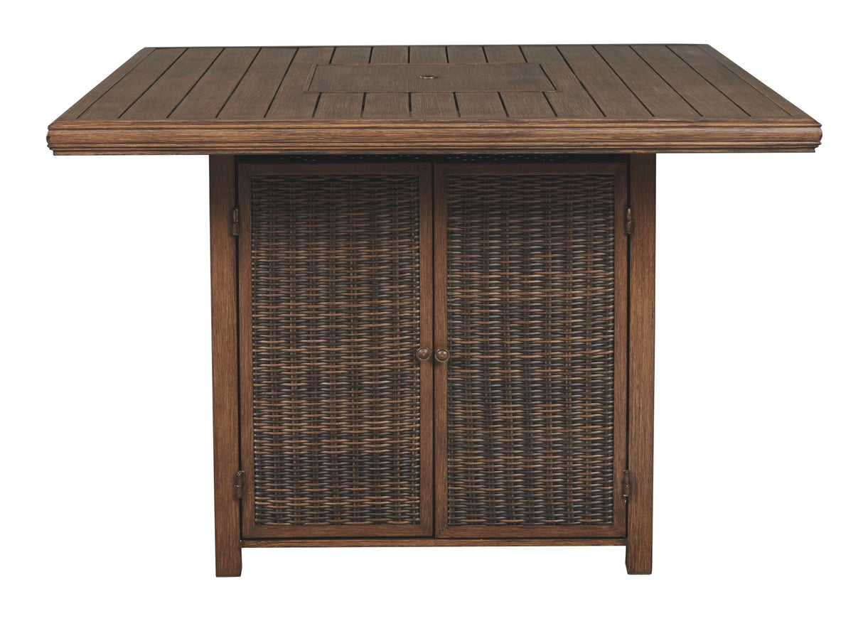 Paradise Trail - Medium Brown - Square Bar Table w/Fire Pit by Signature Design by Ashley® | Bel Furniture