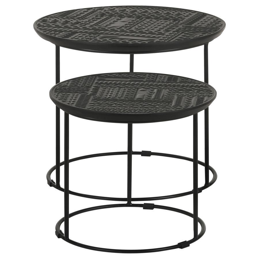 Loannis - 2 Piece Round Mango Wood Nesting Table - Matte Black by CoasterEssence | Bel Furniture