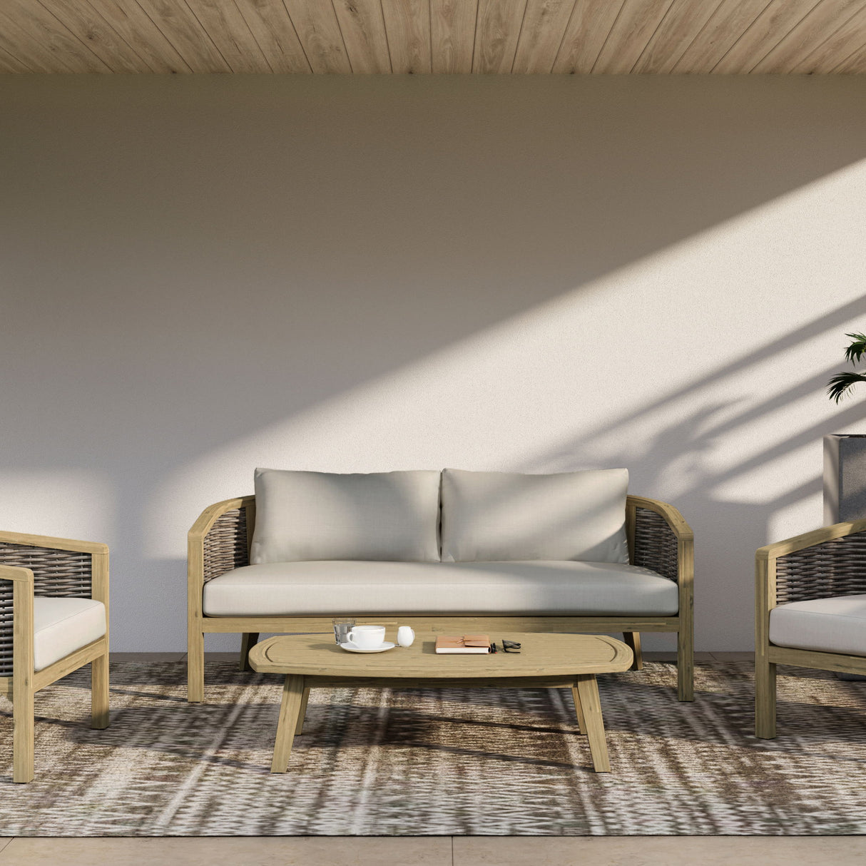 Parkside - Outdoor Coffee Table - Light Teak by Simpli-Home | Bel Furniture