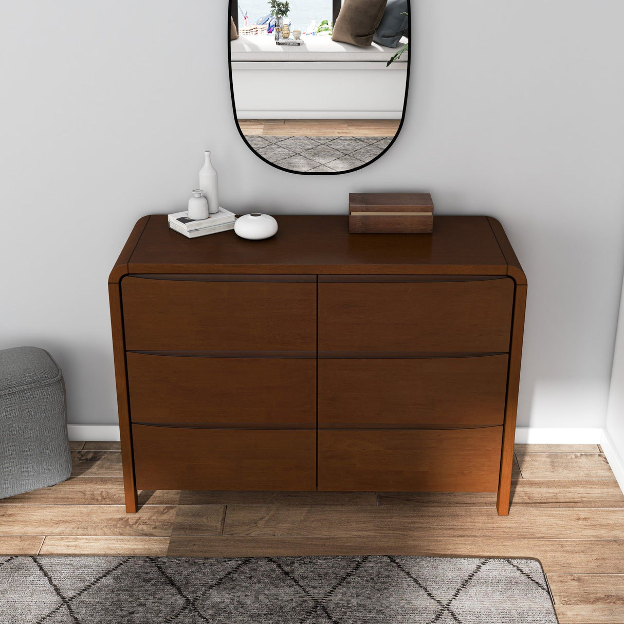 Lionel - Mid-Century Modern Solid Wood 6 Drawer Dresser - Brown by Ashcroft Furniture | Bel Furniture