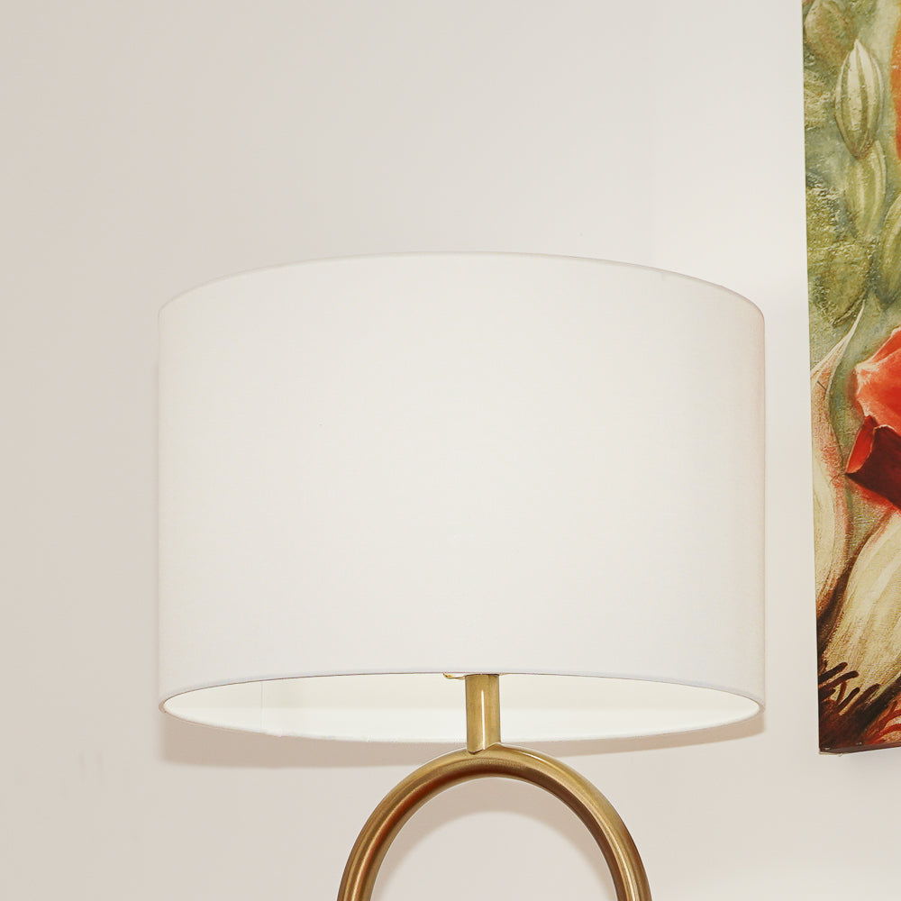 Vivid - Ring Base Floor Lamp With Large Drum Shade - Antique Brass / White by Ashcroft Furniture | Bel Furniture