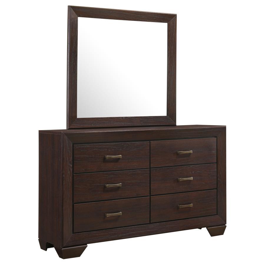 Kauffman - 6-Drawer Dresser with Mirror Dark Brown by CoasterEveryday | Bel Furniture