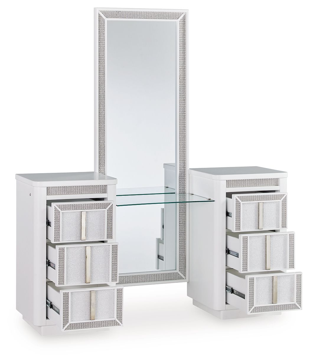 Chalanna - White - Vanity With Mirror by Signature Design by Ashley® | Bel Furniture