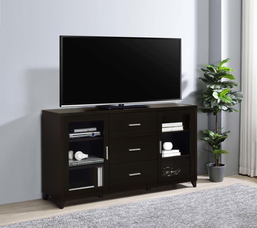 Lewes - 2 Door Engineered Wood TV Stand - Cappuccino by CoasterEssence | Bel Furniture
