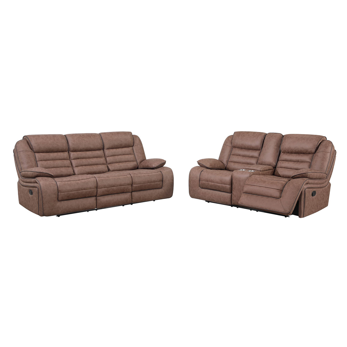 Lucius - Console Reclining Loveseat With Manual Recline - Brown