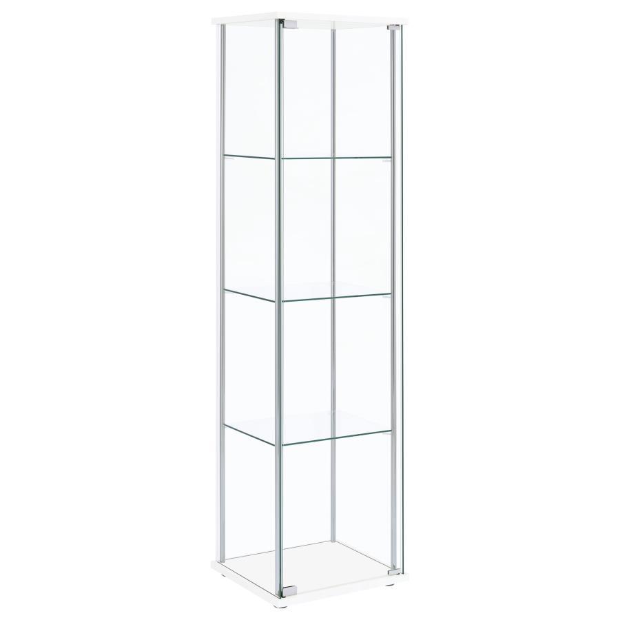 Bellatrix - 4-Shelf Clear Glass Curio Cabinet White by CoasterEveryday | Bel Furniture