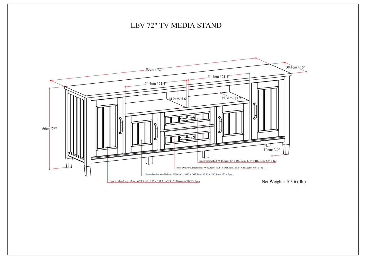 Lev - Handcrafted TV Media Stand - Smoky Brown by Simpli-Home | Bel Furniture